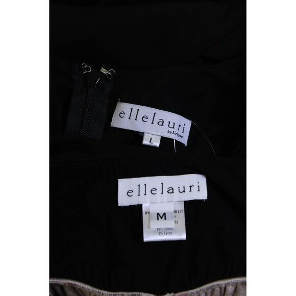 Elle Lauri Womens Cotton Textured Striped Layered Dresses Black Size M L Lot 2 - Picture 8 of 8